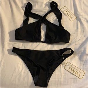 For Love & Lemons Black Ruffle Bikini